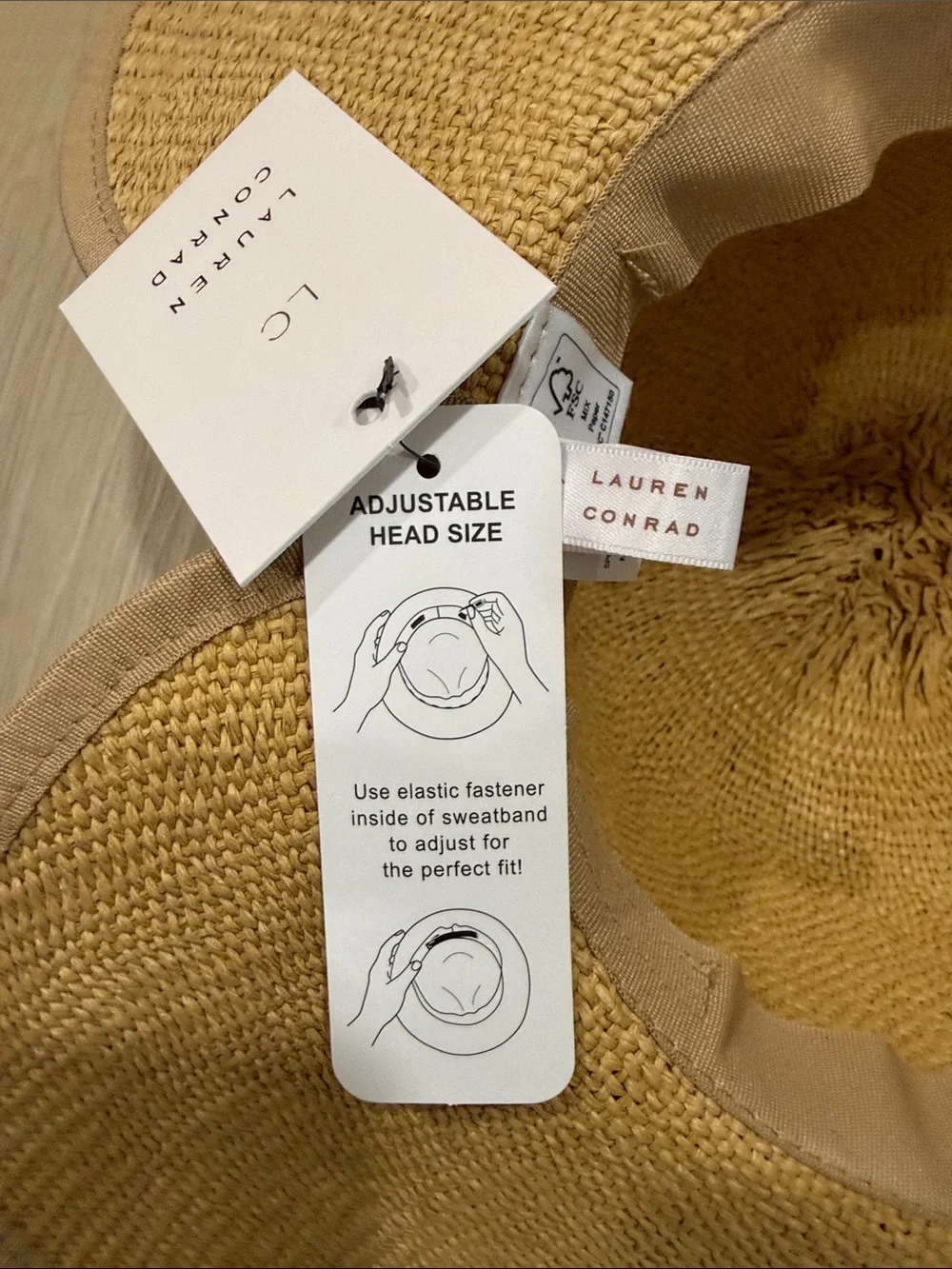 LC Lauren Conrad Natural Straw Floppy Sun Hat with Linen-Tie Bow